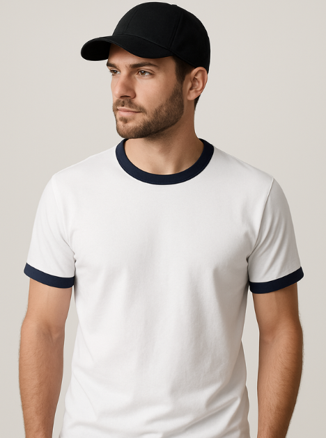 Regular Fit Two-Tone T-Shirt with Matching Cap