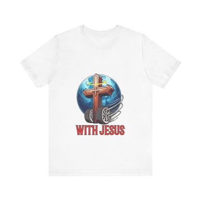 I AM ROLLING WITH JESUS Regular Short Sleeve Tee White Font Print