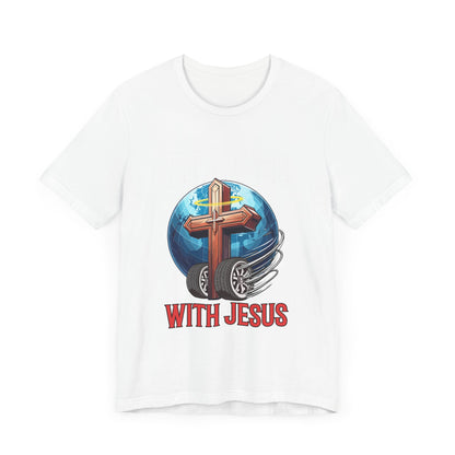 I AM ROLLING WITH JESUS Regular Short Sleeve Tee White Font Print